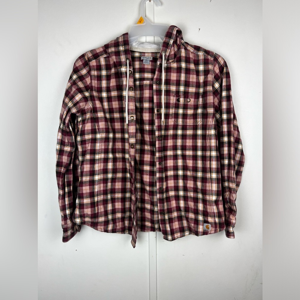 Carhartt Cotton Plaid Hooded Button Down Shirt